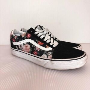 VANS Old Skool Rose Dreams Sneakers Size 9.5 Skater Suede Dark Floral Alt Grunge